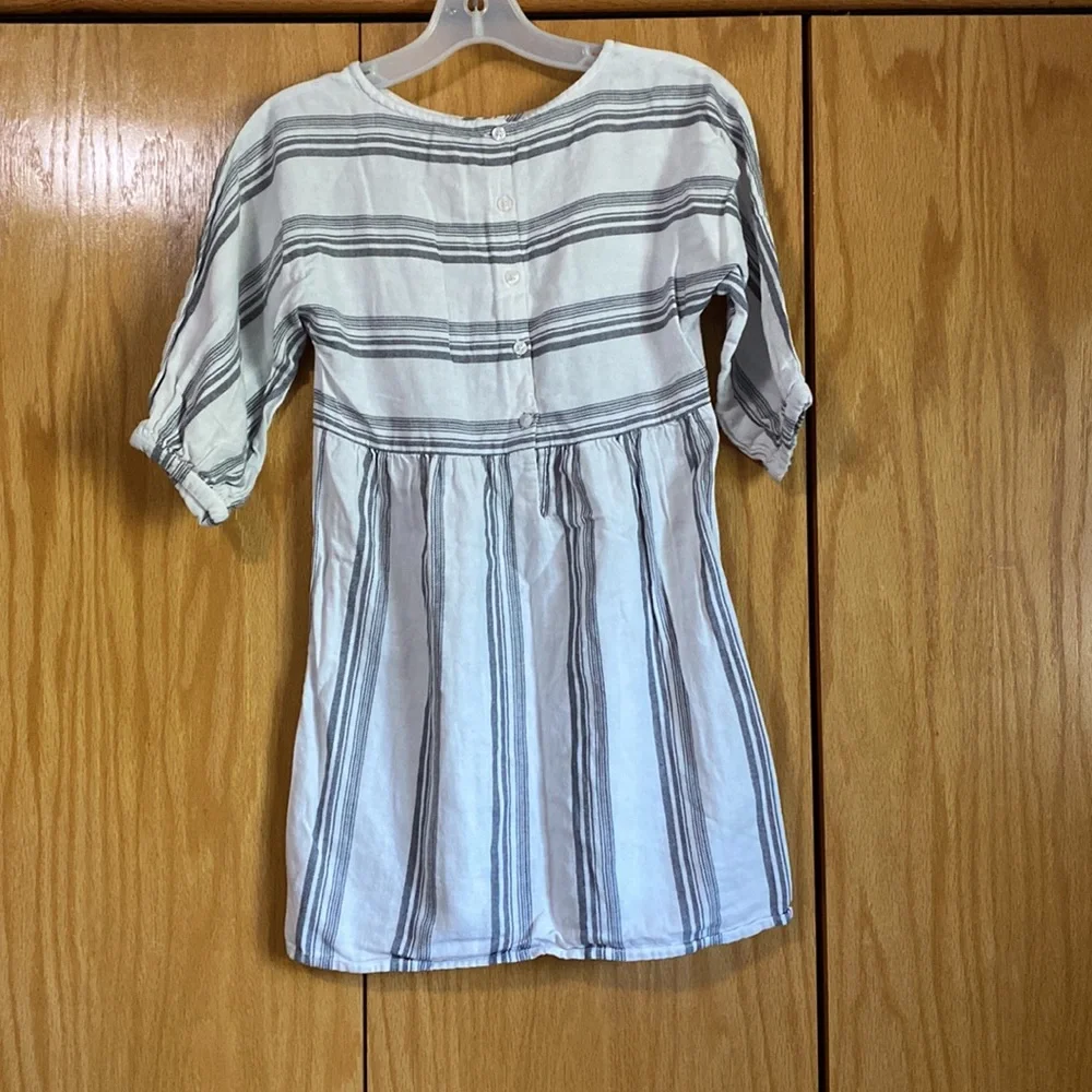 Girls white with black stripes dress